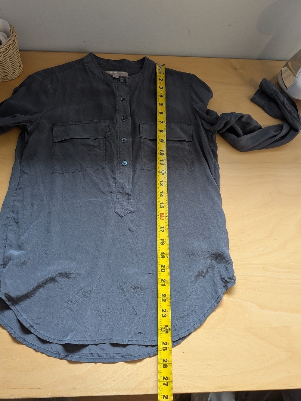BANANA REPUBLIC 100% Silk Women Blouse Long Sleeve Size XS DARK GRAY - Picture 10 of 11